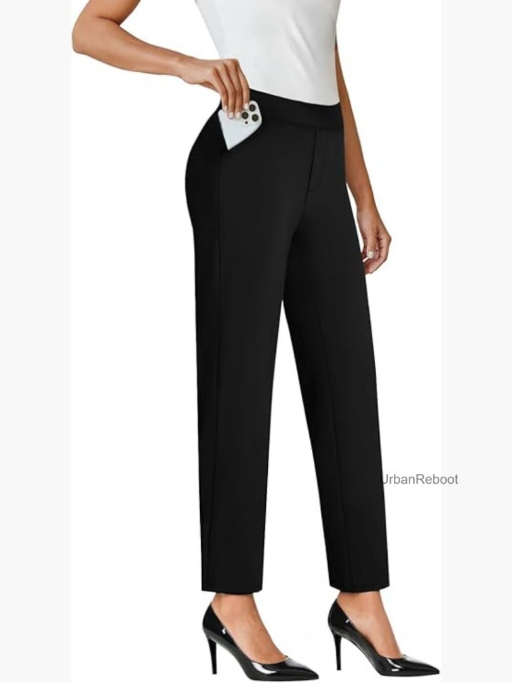 High Waisted Ankle Dress Pants with Pockets Stretchy Business Casual Slacks